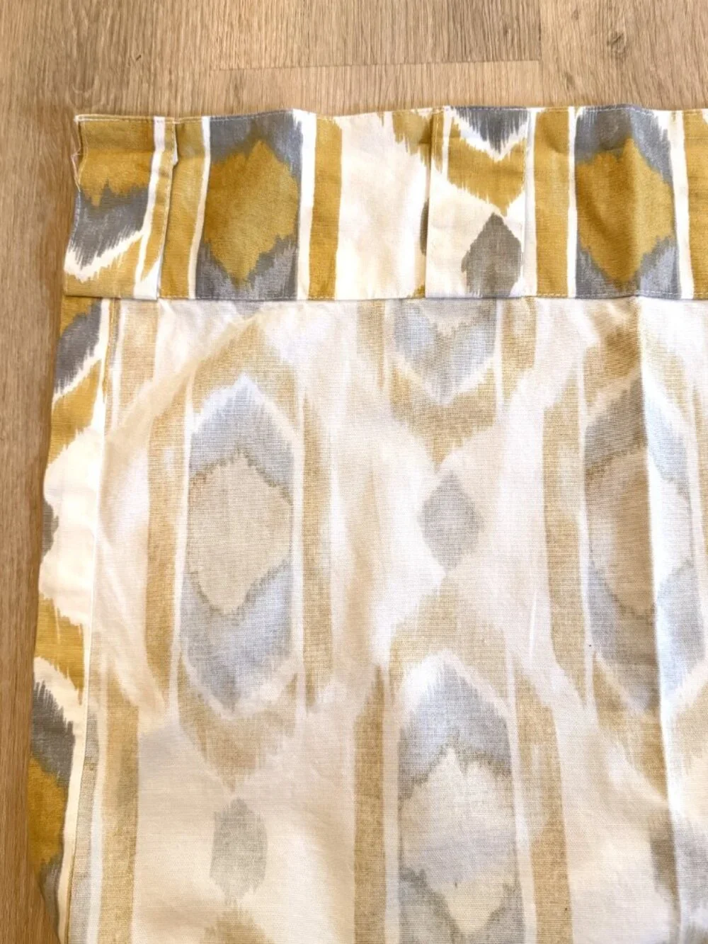 West Elm 2 Curtain Panels Gray Cream Cotton Southwestern Hidden Tab MCM Style